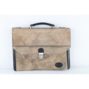Vintage Stetson Distressed Italian Suede Leather Handled Briefcase Document Bag